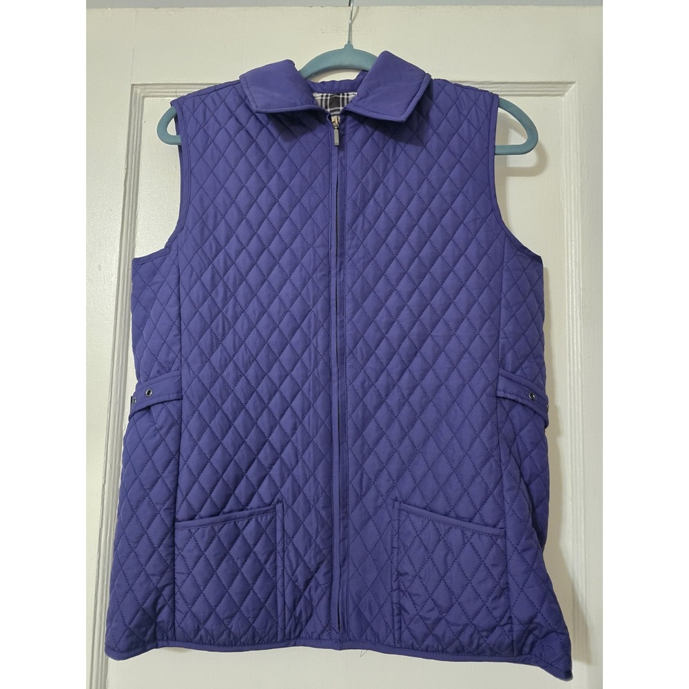 Peck & Peck Jacket Vest Womens Small Purple 100% Polyester Full Zip Vest